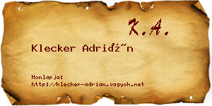 Klecker Adrián névjegykártya